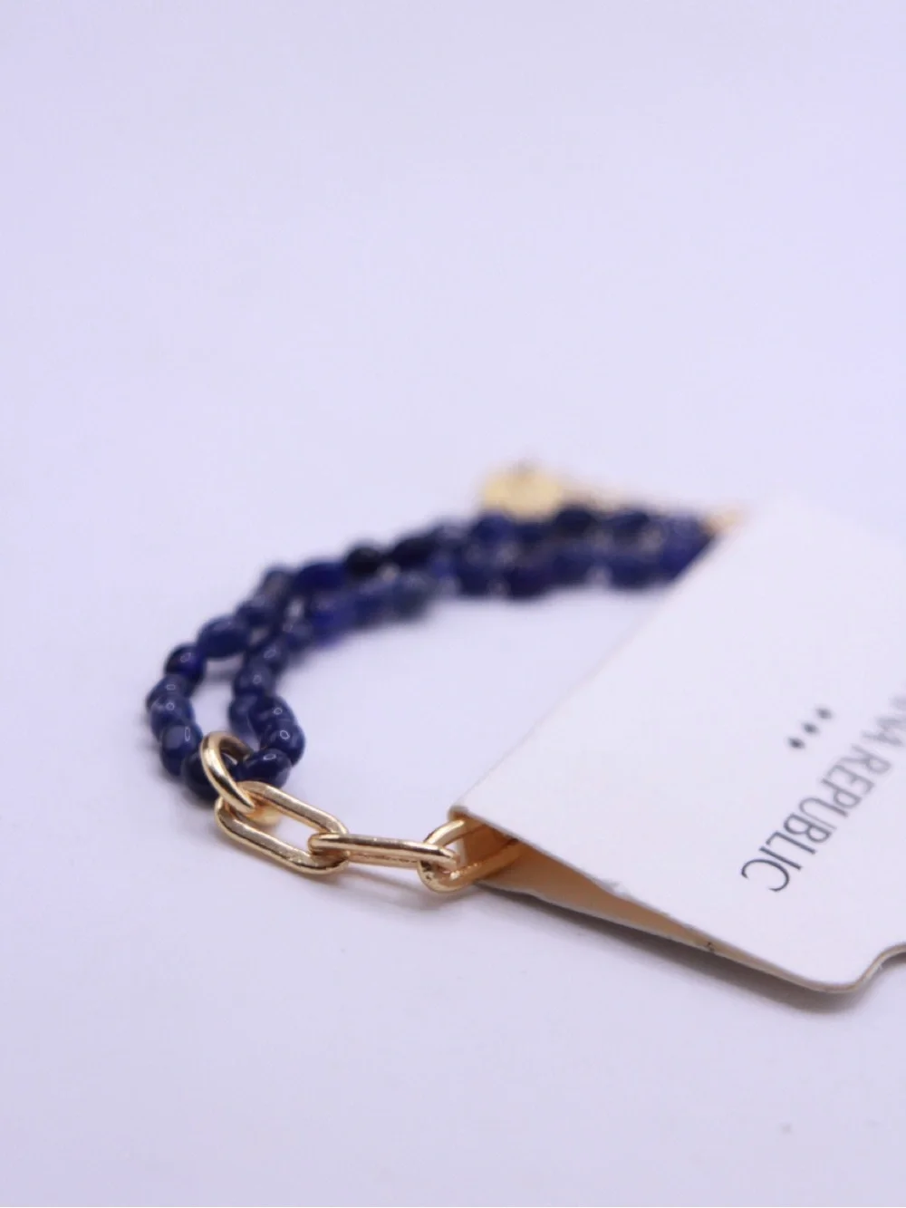 Banana Republic Gold-Accent Navy Double Strand Blue Jade Beaded Bracelet